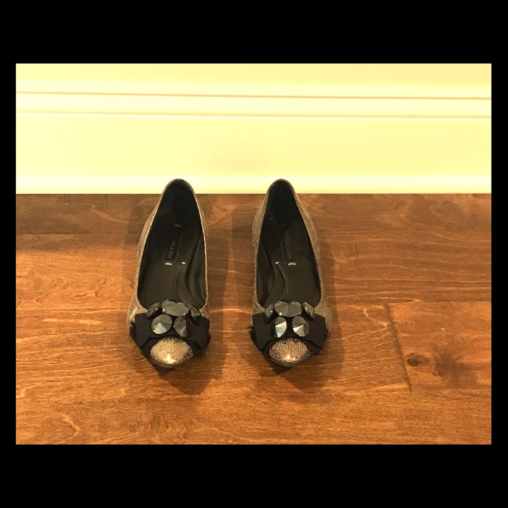 BCBG MaxAzria Silver Gemstone Flats
